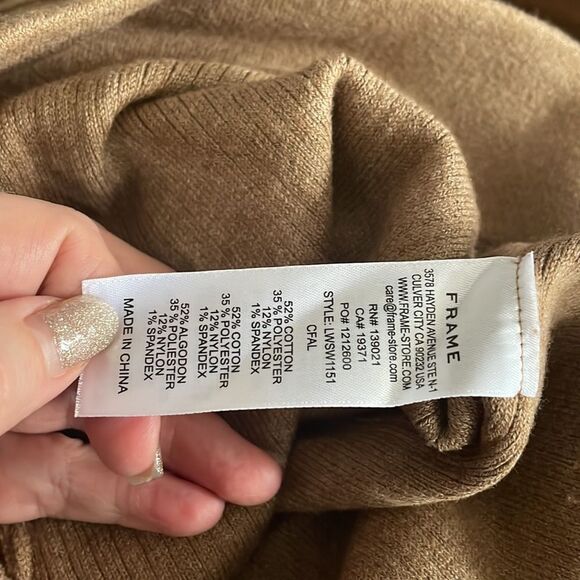 Frame rib cotton blend flare pants in café au lait small nwot - Picture 6 of 15